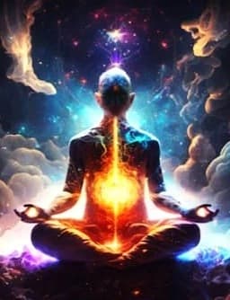 Meditating figure radiating energy