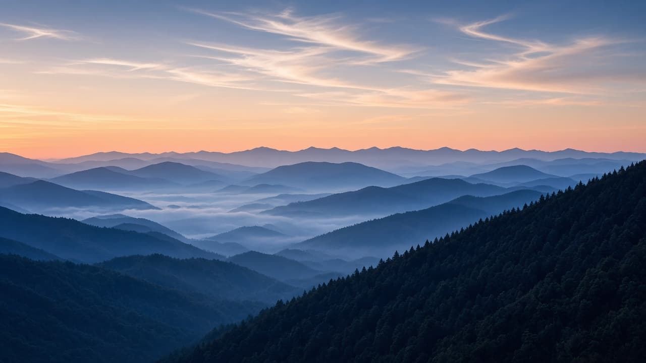 Mountain ranges at dawn