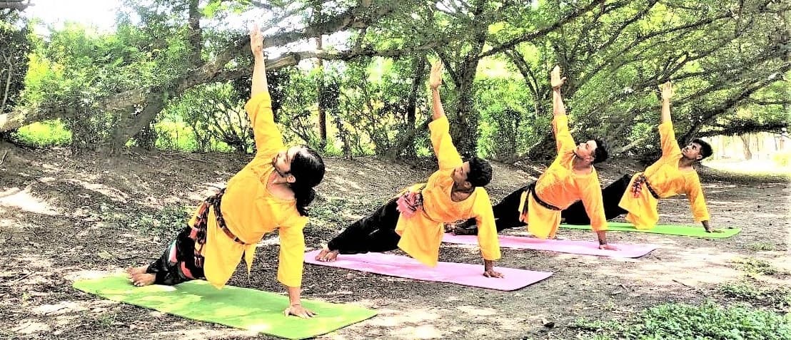 Vajrapran practitioners performing a Kriya outdoors